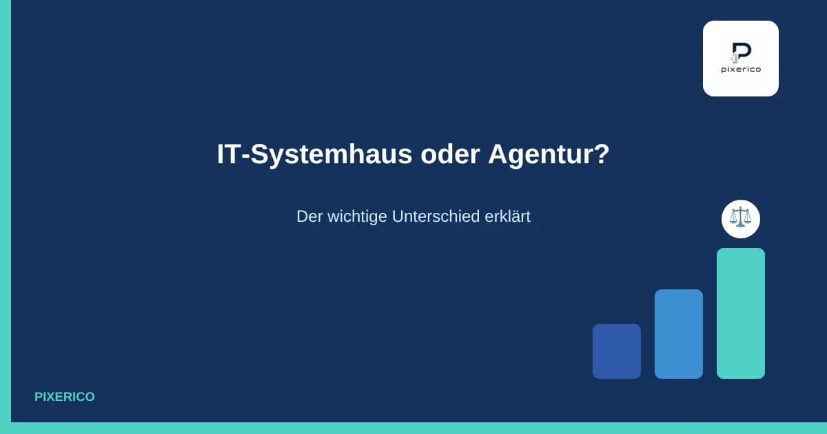 IT-Systemhaus oder Softwareagentur: Waage-Icon mit ansteigenden Balken auf pixerico-Blau